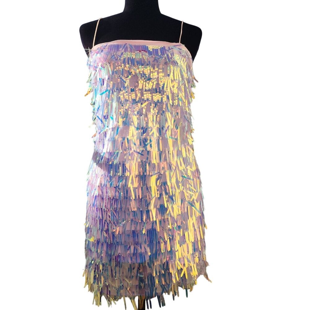 Holiday Beaded Fringes Luxury Designer Runway Cocktail Evening Party Prom Dress - Picture 4 of 15